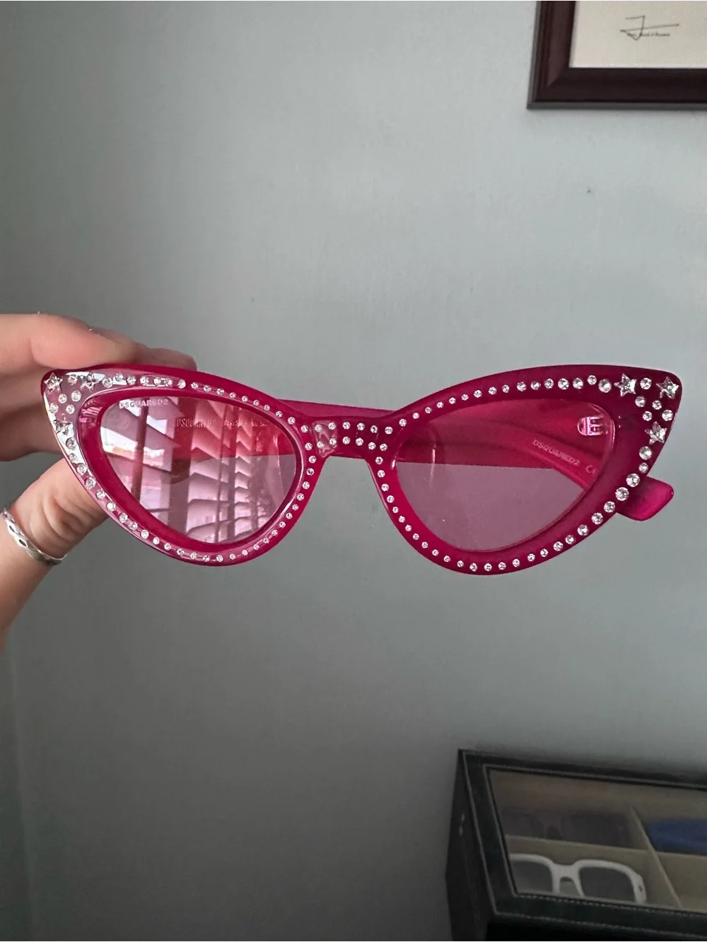 Dsquared2 Pink Rhinestone Cat-Eye Sunglasses